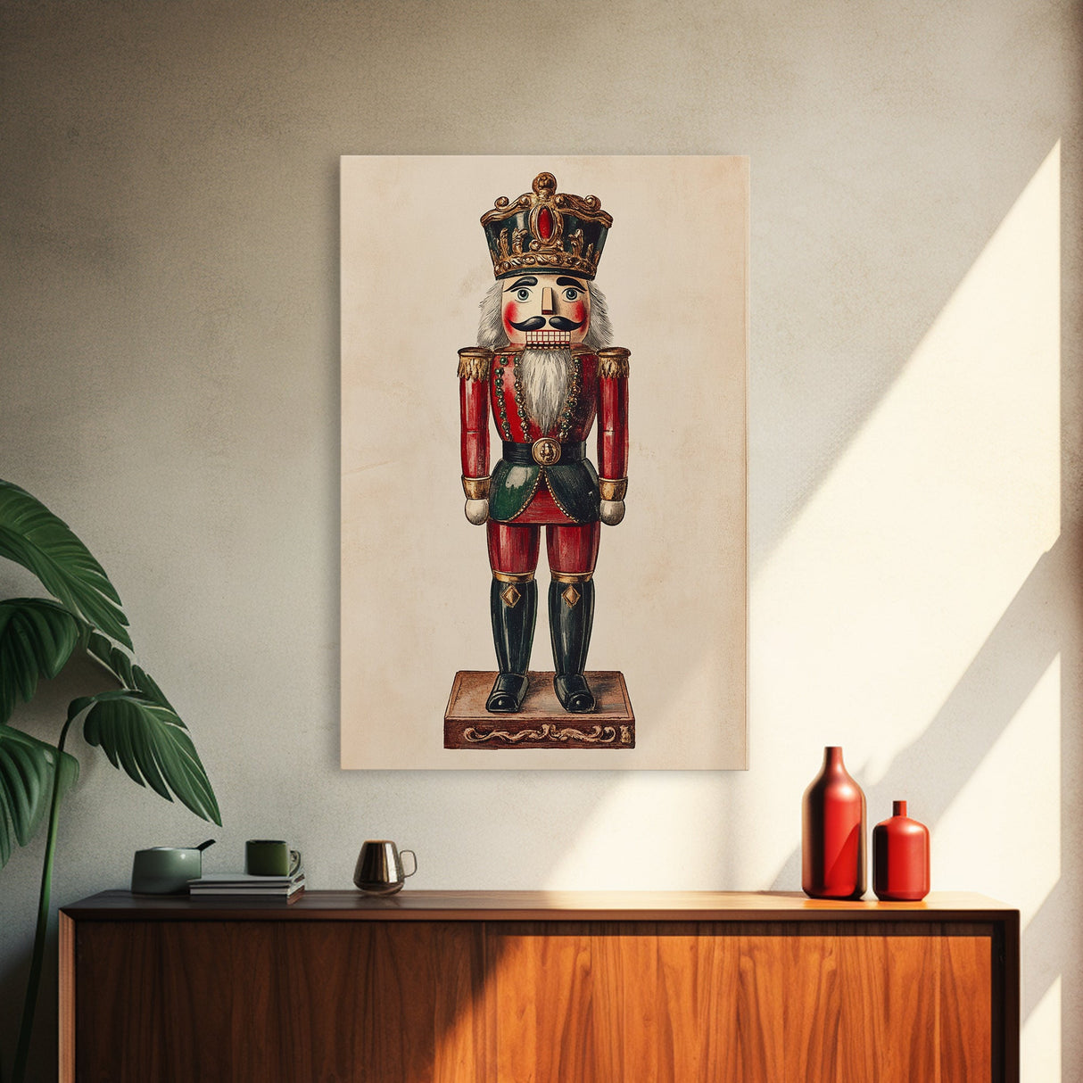 Sketch of a Nutcracker Canvas Print - Framed Canvas - Minimalist Christmas Art - Boho Christmas Art - Rustic Christmas Art