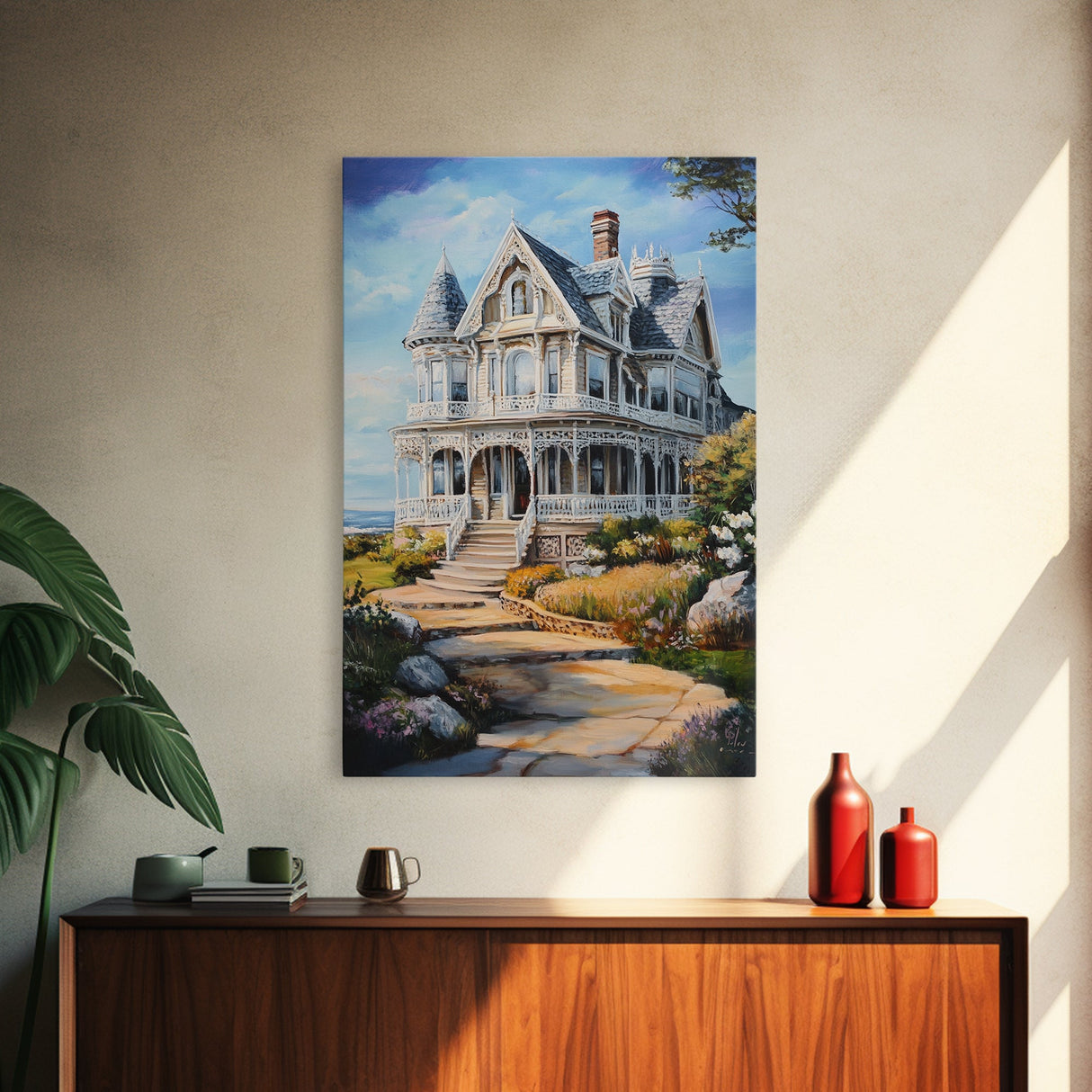 Cape Code Style House Painting Print, Nautical Decor, Maine Oil Painting, Beach House Wall Art