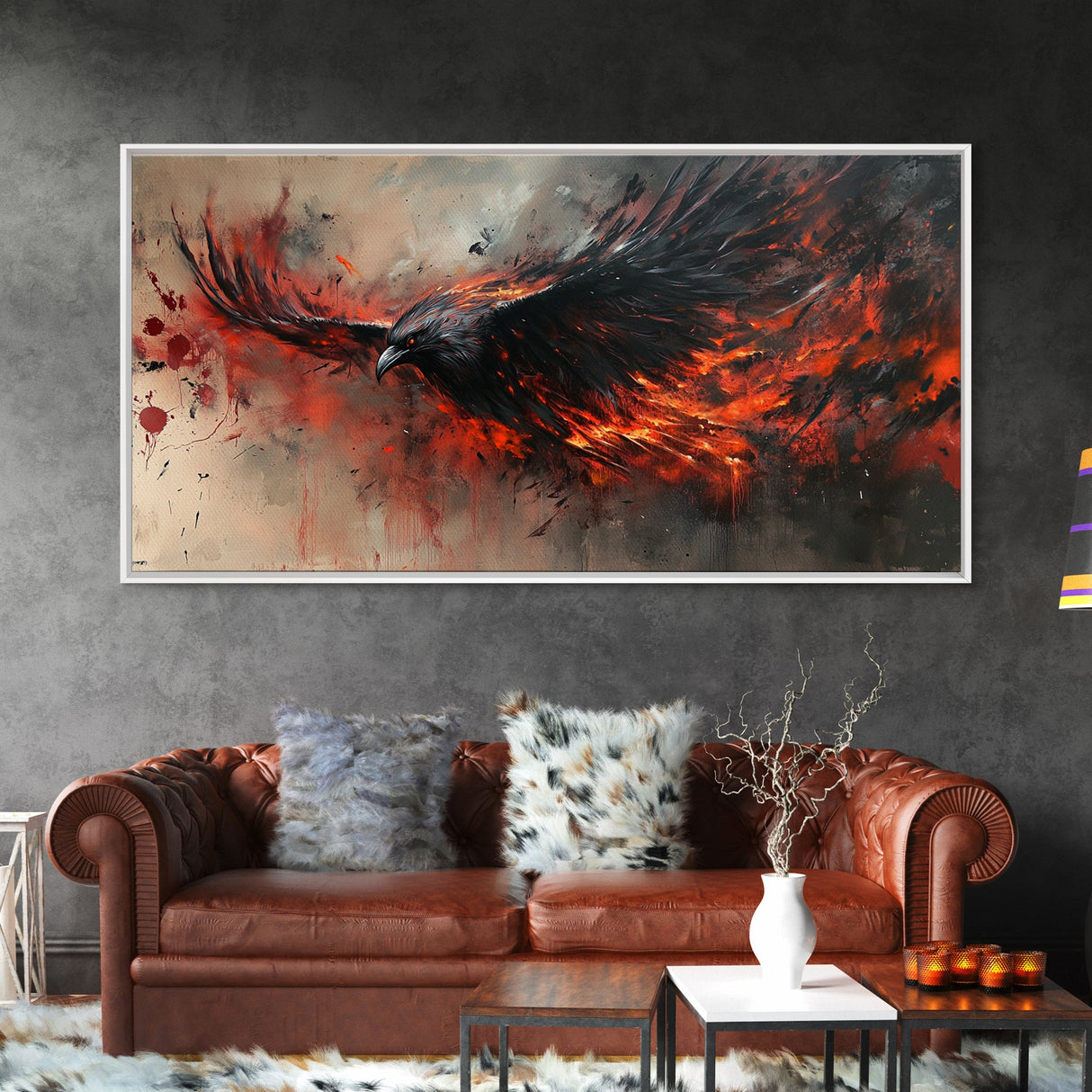Vibrant Phoenix Wall Art Print, Framed Canvas, Phoenix Poster, Mythical Print, Phoenix Art Print, Fantasy Wall Art, Wall Art Print