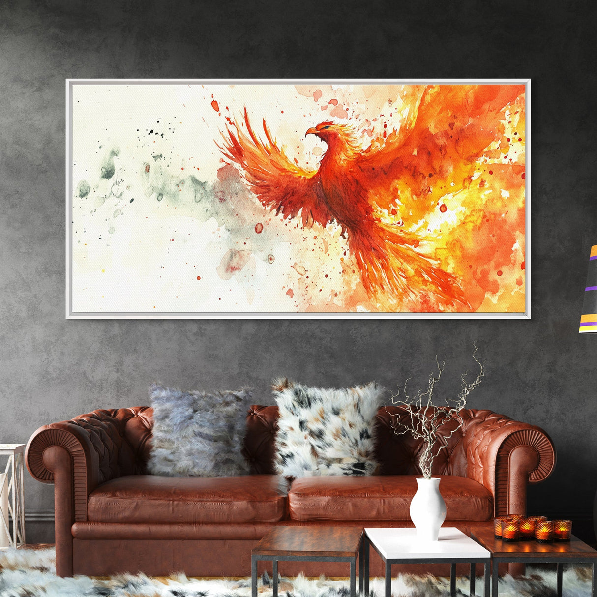 The Phoenix - Watercolor Painting Canvas Print - Phoenix Wall Art