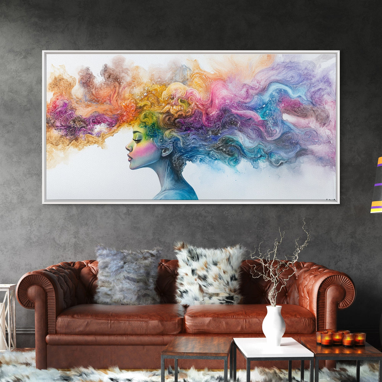 Mind Blowing Abstract Art - Framed Canvas Print - Gift For Her - Colorful Rainbow Art