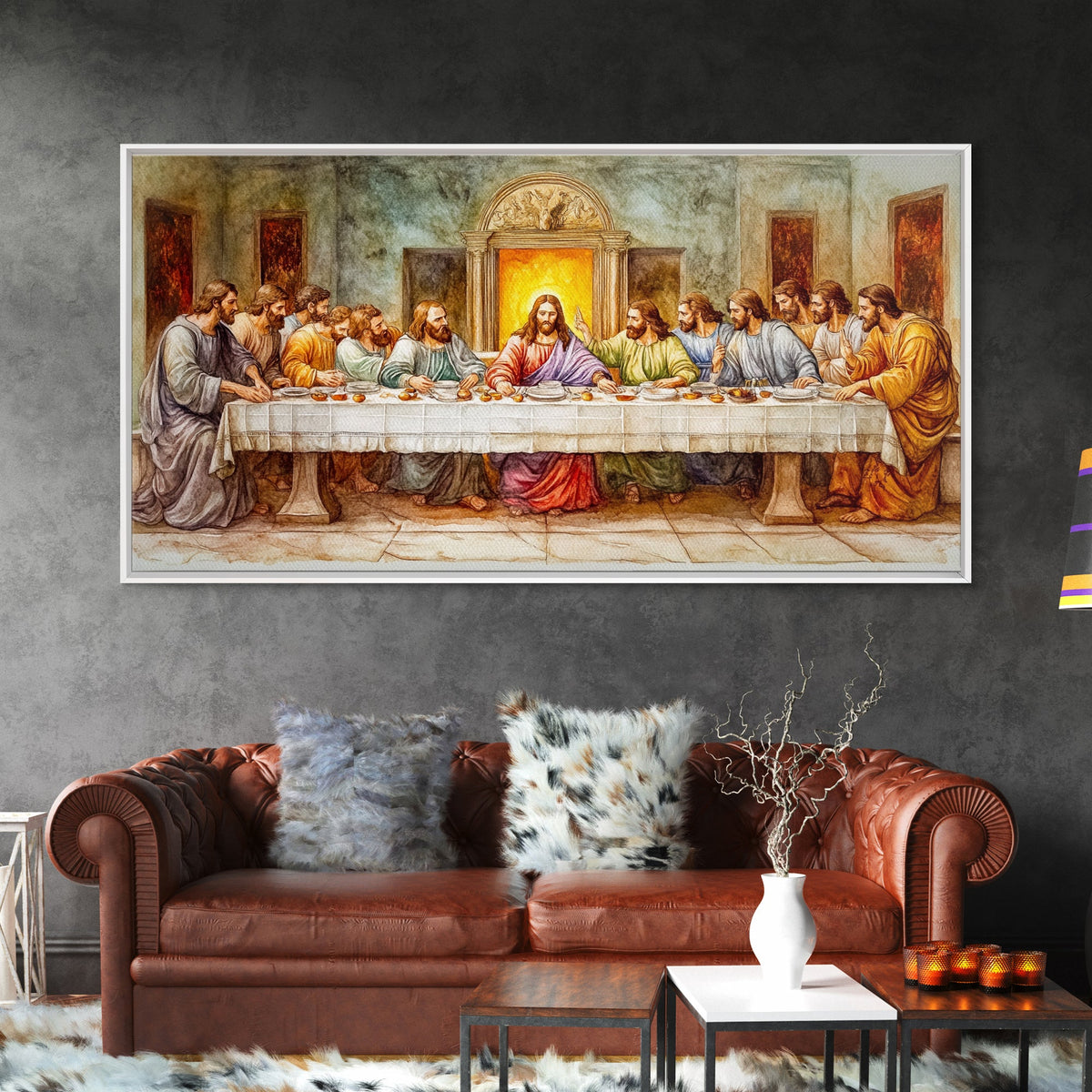 The Last Supper Reimagined - Framed Canvas Print - Christian Wall Art - Christian Decor - Jesus Painting - Jesus Art