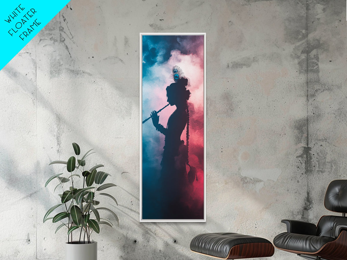 Radha Krishna Painting Print, Framed Canvas Print, Krishna Wall Art, Tall Vertical Art, Skinny Art, Indial Art, Krishna Painting