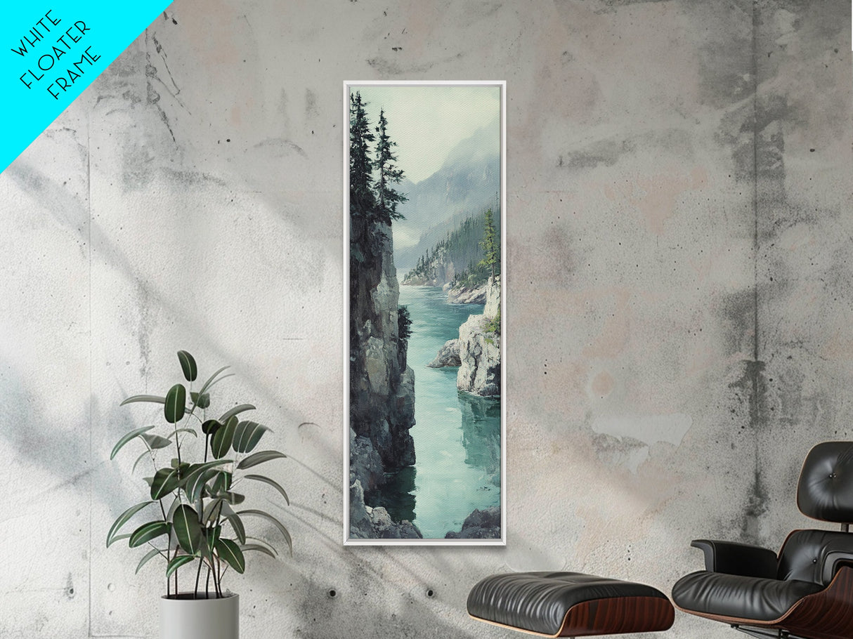 Framed Canvas Print Coastal Landscape Art Nautical Decor Tall Narrow Art Beach House Wall Art Perfect Above Couch Nautical Wall Art