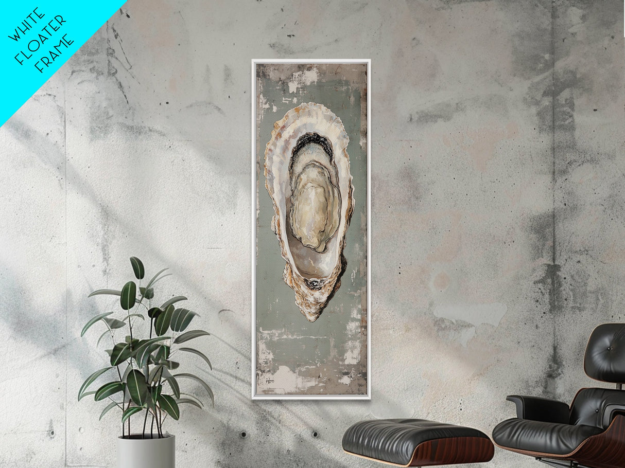 Canvas Print Rustic Oyster Shell Painting Coastal Kitchen Decor Wabi Sabi Art Living Room Art Nautical Wall Art Coastal Kitchen Decor