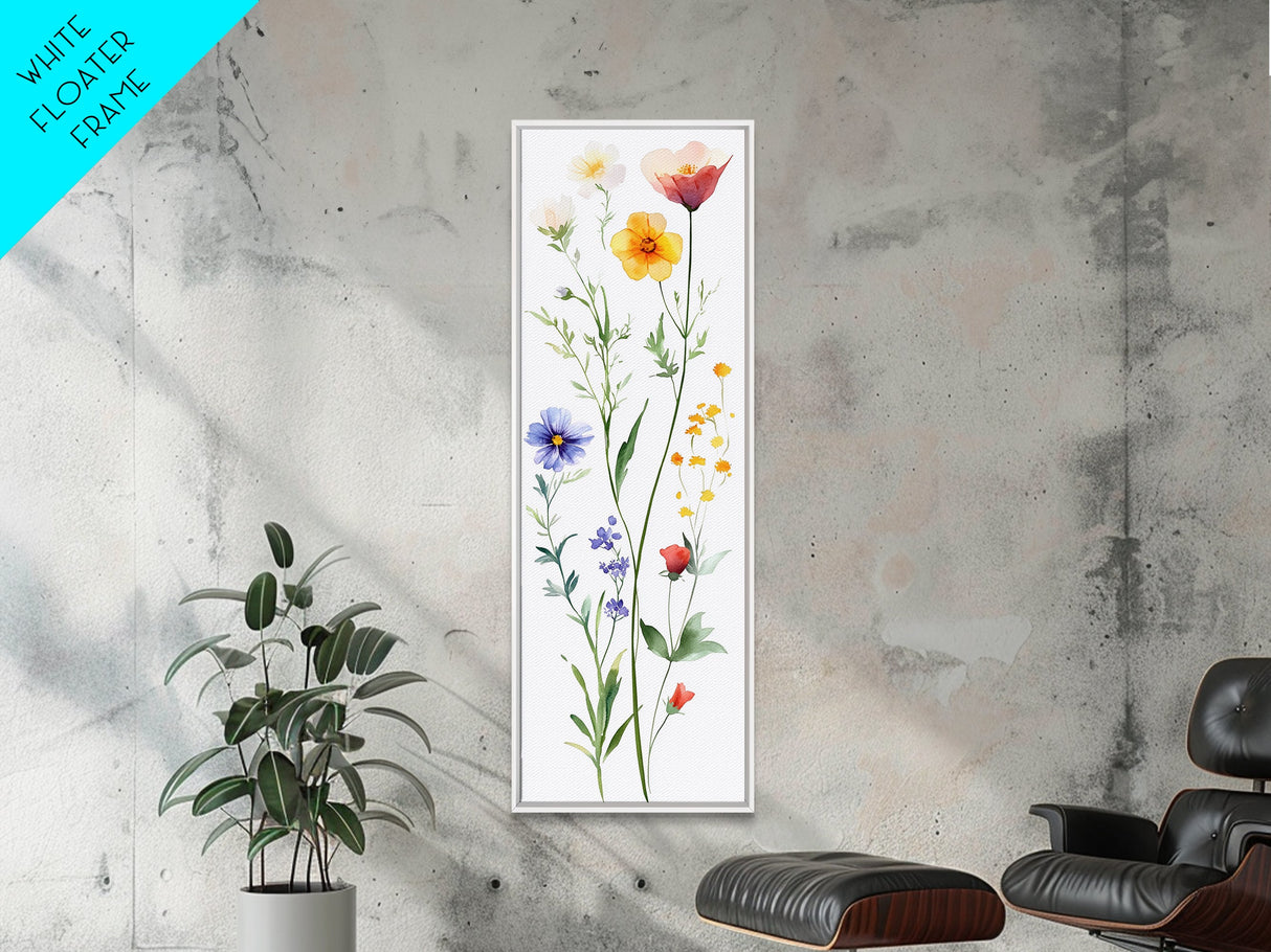 Boho Floral Botanical Print - Framed Canvas Print with Delicate Watercolor Wildflowers for Nature-Inspired Wall Art