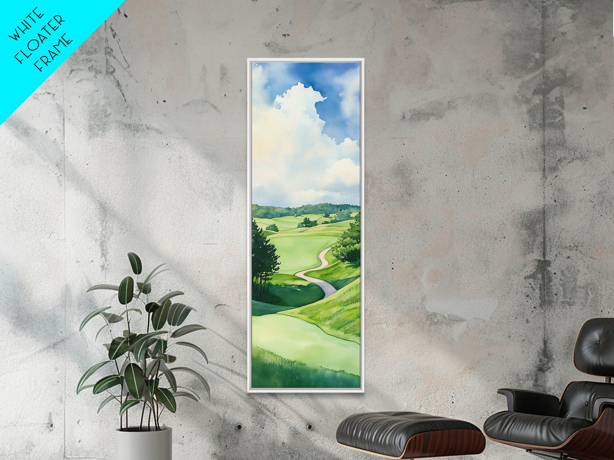 Scenic Golf Art Canvas Print Watercolor Farmhouse Art Above Sofa Wall Art Living Room Art Bedroom Art Vertical Wall Art Rustic Decor Gift