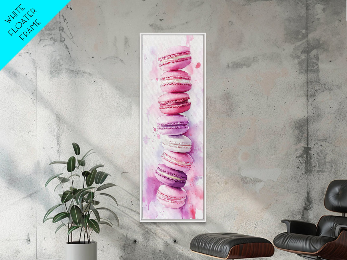 Macaron Art Canvas Print Food Review Kitchen Art Pink Orange Wall Art Whimsical Art Dessert Painting Gift Idea Kitchen Rustic