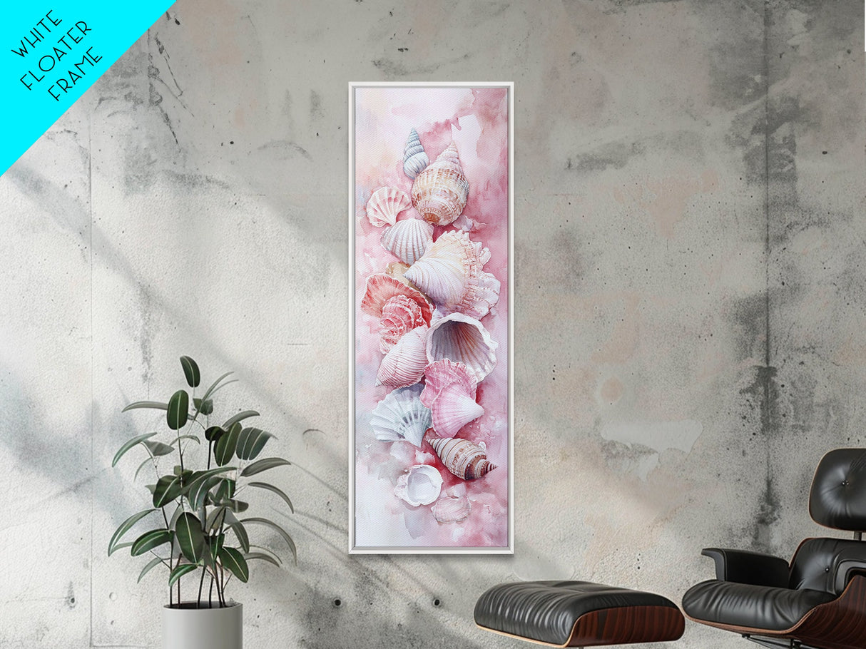 Coastal Seashell Painting Framed Canvas Print Featuring Nautical Decor Perfect Beach House Coastal Landscape Wall Art Theme