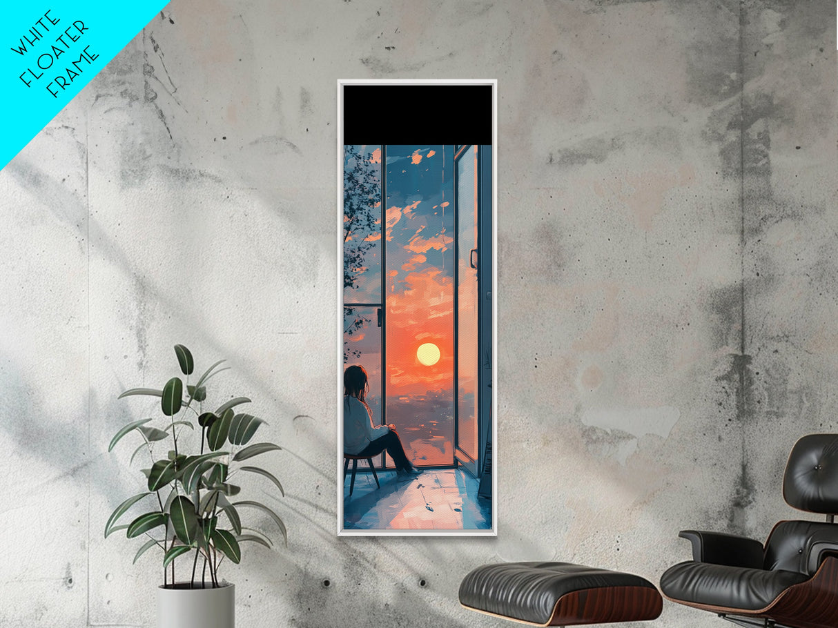 Serene Sunset Reflection Framed Canvas Print Moody Art Bedroom or Living Room Coastal Decor Horizontal Wall Painting Piece