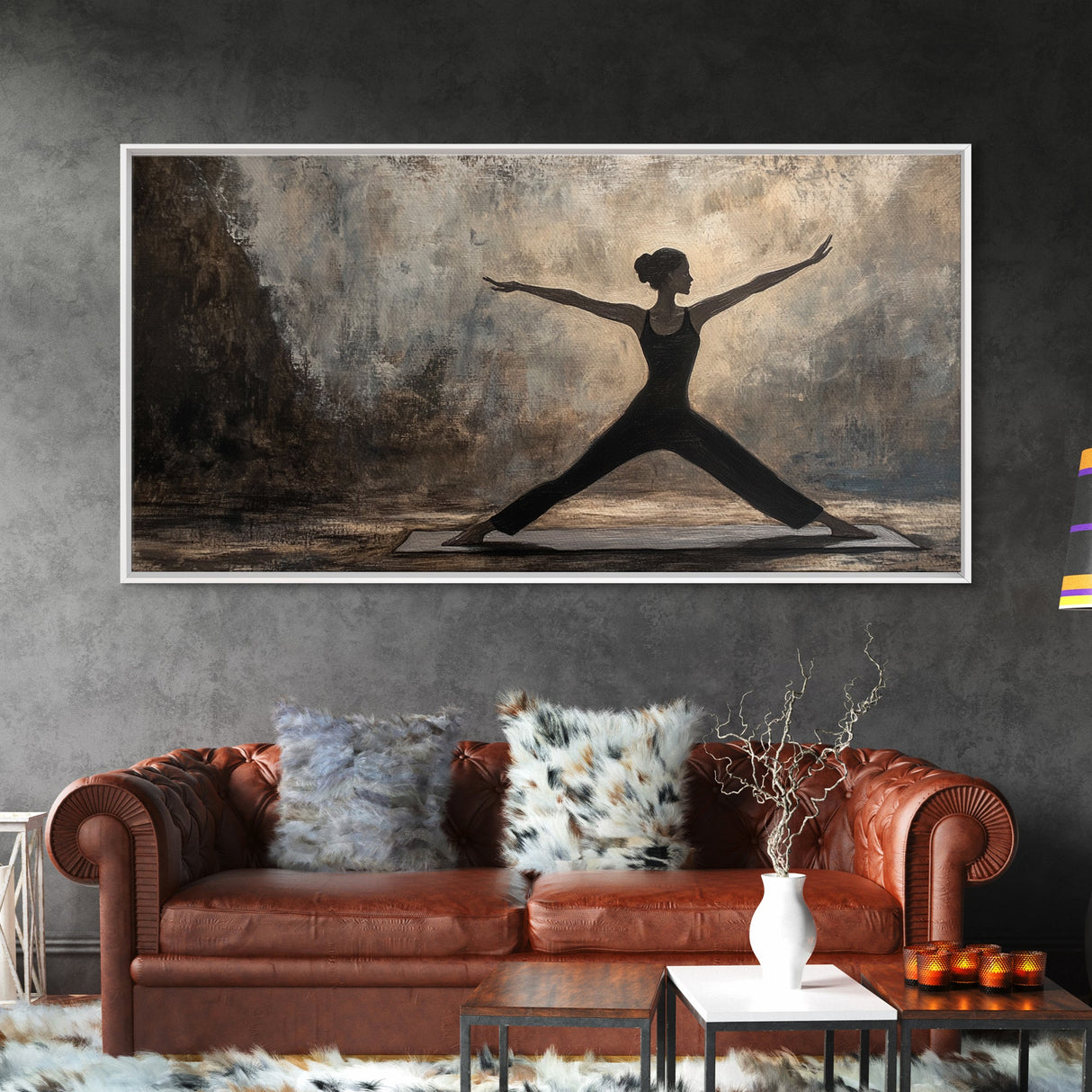 Warrior Pose Canvas Print Zen Yoga Wall Art Neutral Modern Minimalist Living Room Home Decor Therapy Art Unique Gift Idea Boho