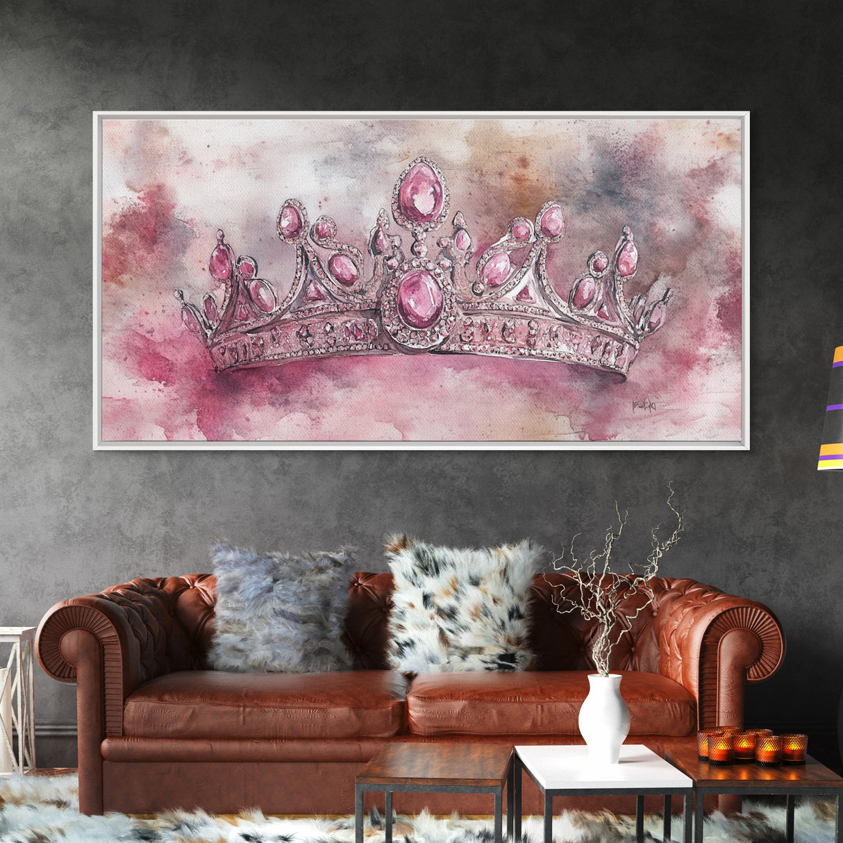 Regal Crown Painting Framed Canvas Print Goddess Art Print Pink Abstract Art Light Pink Wall Art Bedroom Decor Unique Gift Idea
