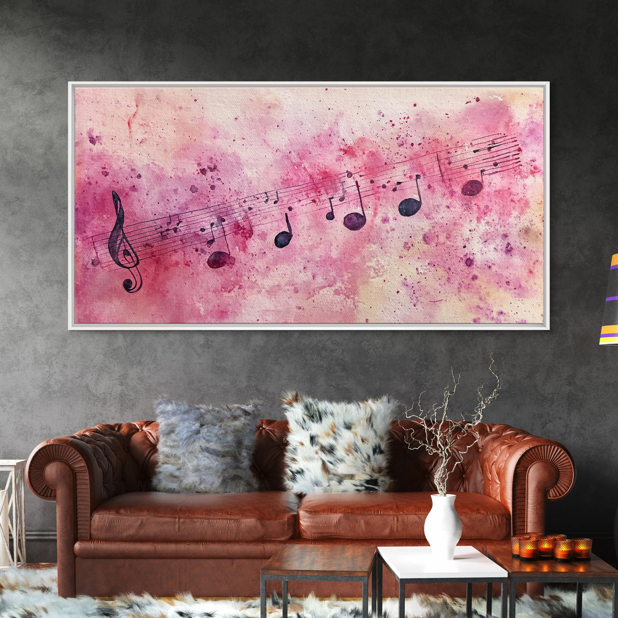 Sheet Music Canvas Print | Musical Wall Art, Whimsical Art, Light Pink Wall Art, Artistic Decor, Bedroom Art, Living Room Wall Decor