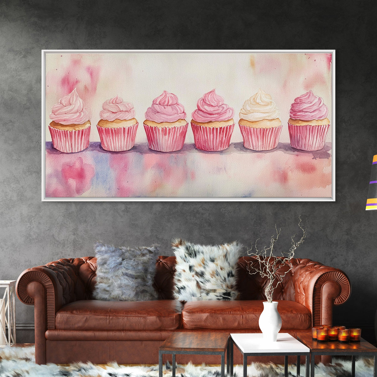 Whimsical Cupcake Canvas Print Pastel Pink Kitchen Art Light Pink Wall Art Food Review Kitchen Decor Gift Idea For Her