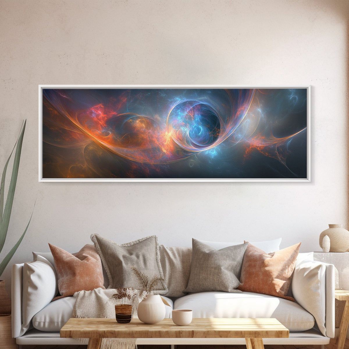 Vibrant Abstract Space Framed Canvas Print Painting Prints Modern Minimalist Wall Art Living Room Horizontal Decor