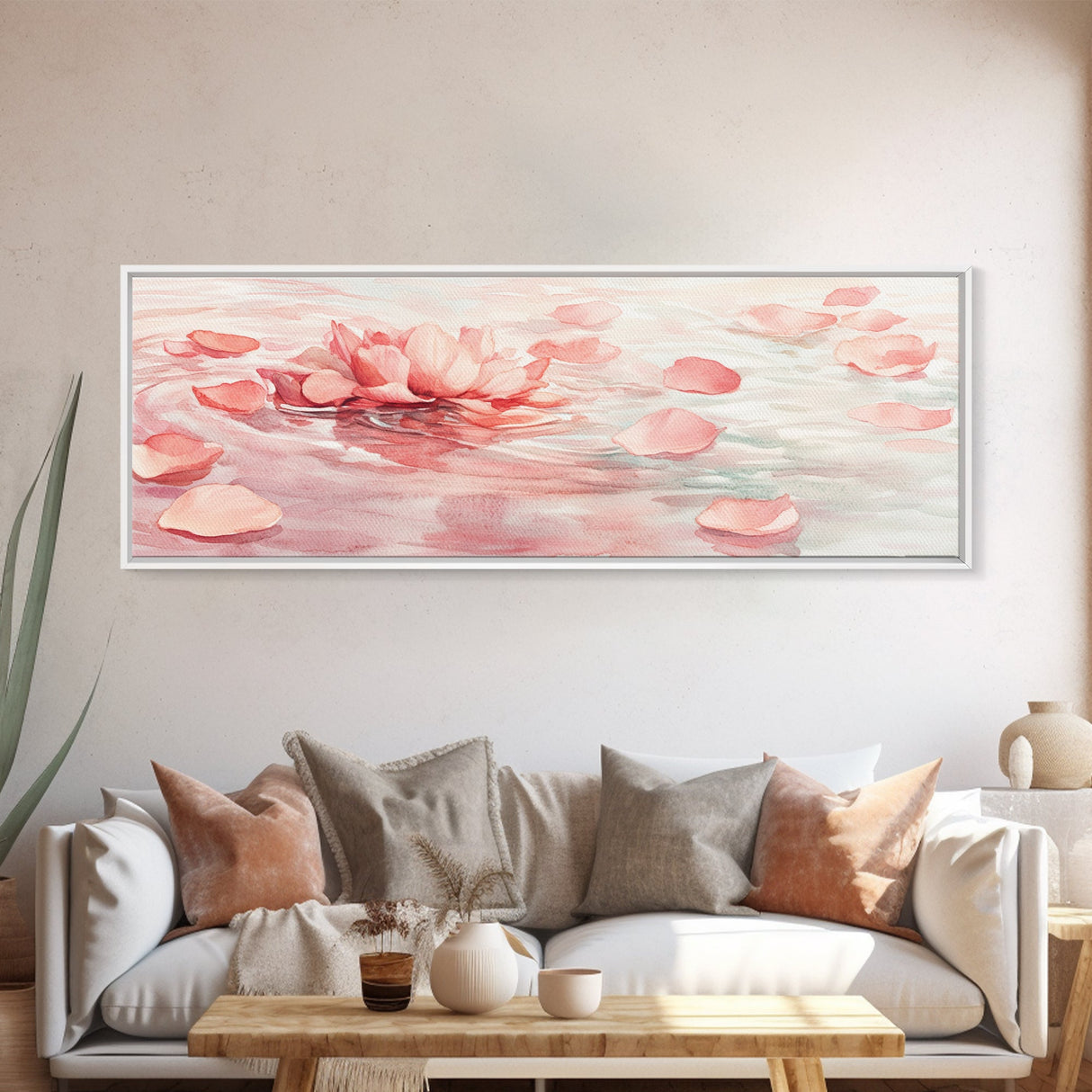 Lotus Petal Canvas Print, Wabi Sabi Wall Art, Light Pink Nature-Inspired Art, Bedroom or Yoga Room Decor, Serene Feminine Artwork
