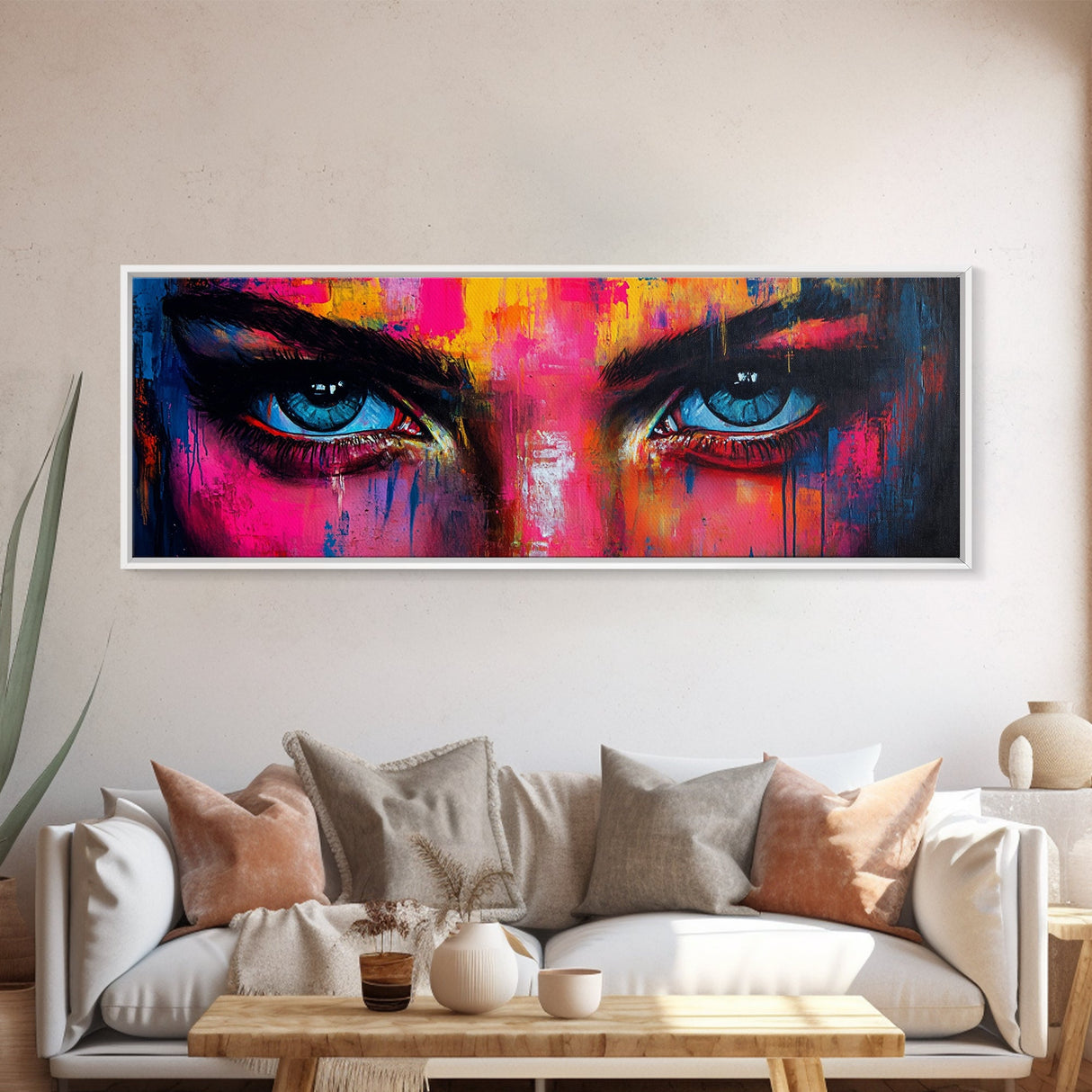 Vibrant Eyes Abstract Canvas Print, Modern Whimsical Wall Art, Colorful Art Gift Idea Bedroom Boho Artistic Expression Decor