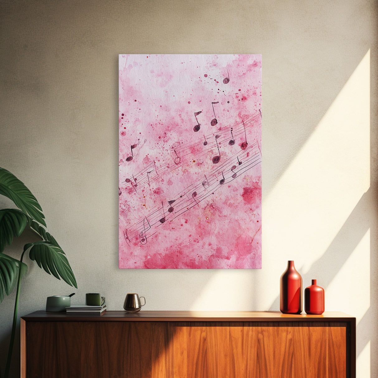Pink Musical Notes Canvas Print, Whimsical Art, Music Lover Gift, Pink Wall Art for Dorm, Light Pink Wall Art, Artistic Decor, Living Room Art