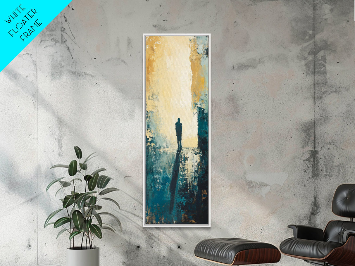 Lone Figure, Dark Romance Painting, Moody Art, Extra Wide Art, Wabi Sabi Art, Vintage Christmas, Framed Canvas Print