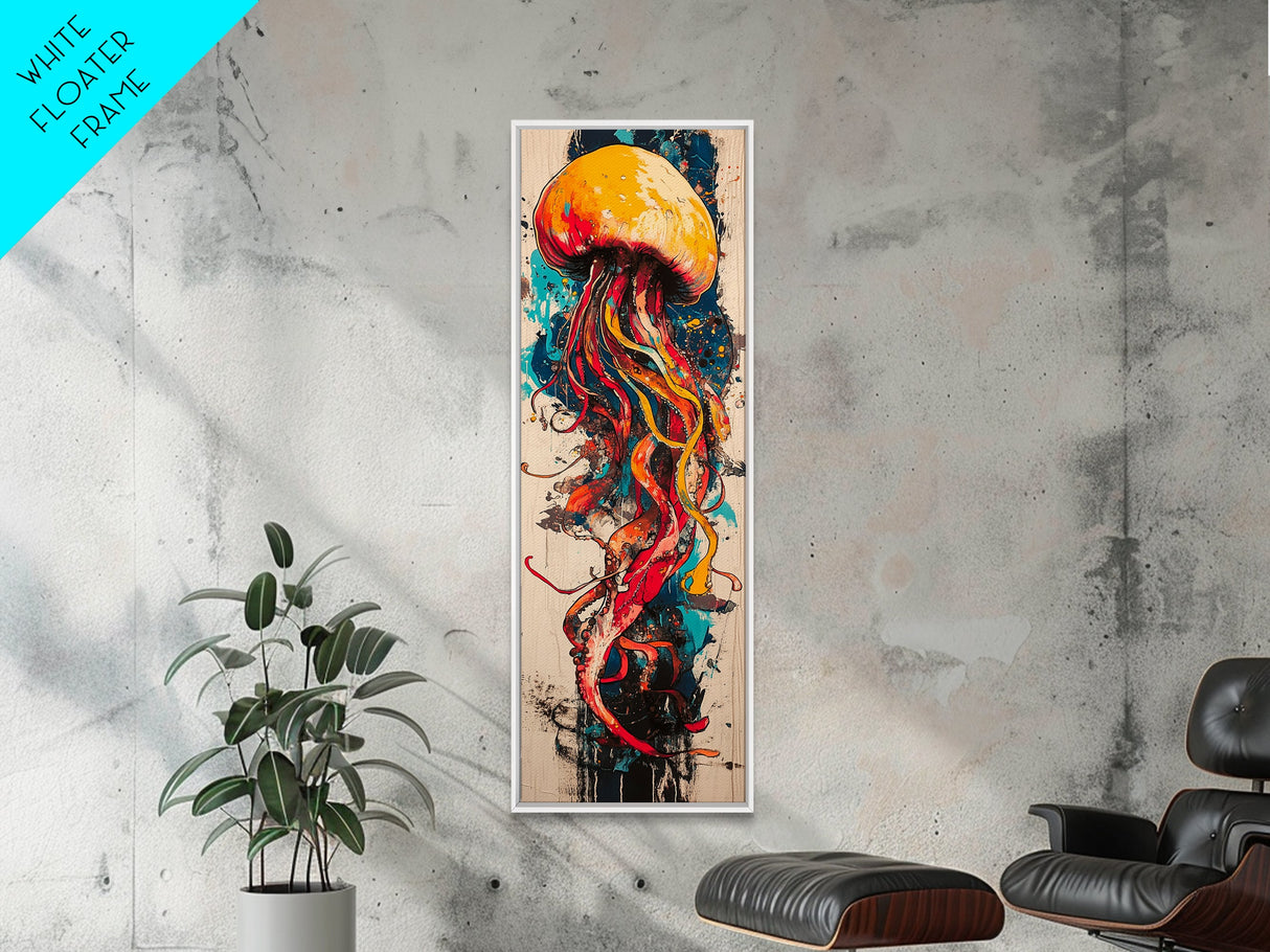 Jellyfish Painting, Ocean Art, Moody Art, Nautical Decor, Coastal Cowgirl Wall Art, Christmas, Framed Canvas Print, Bedroom Art