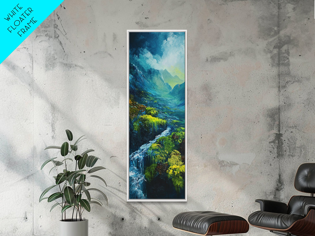 Ireland Painting, Framed Canvas Print, coastal decor, blue and green wall art, mountain painting, landscape painting, extra wide art