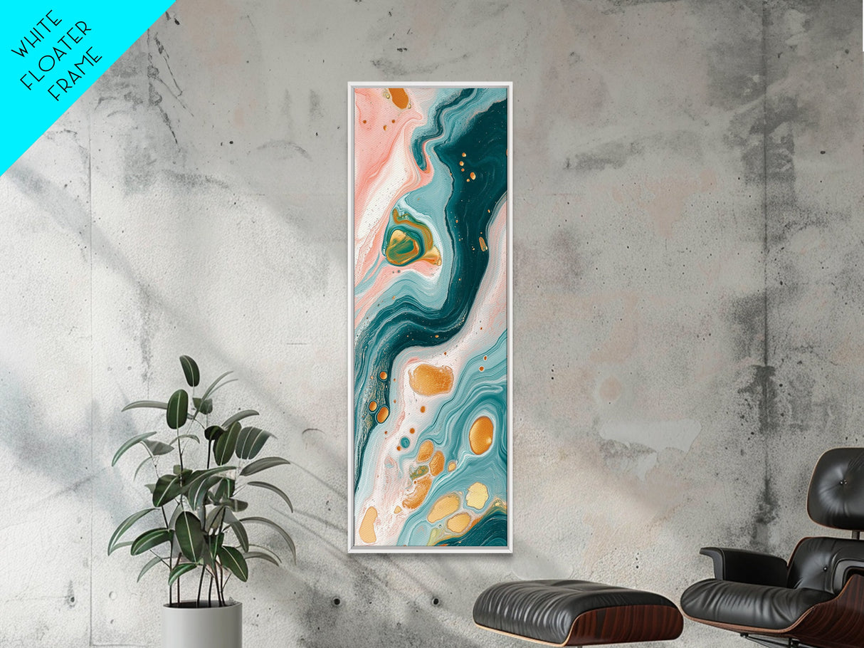 Fluid Art, pink orange wall art, teal wall art, modern abstract painting, contemporary art, fluid acrylic painting, Canvas Print
