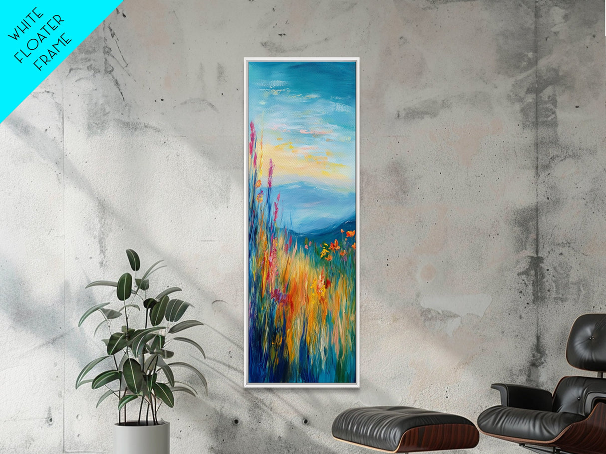 Wildflower Hills, landscape painting, California poppy art, mountain painting, scenic artwork, nature wall art, bedroom art
