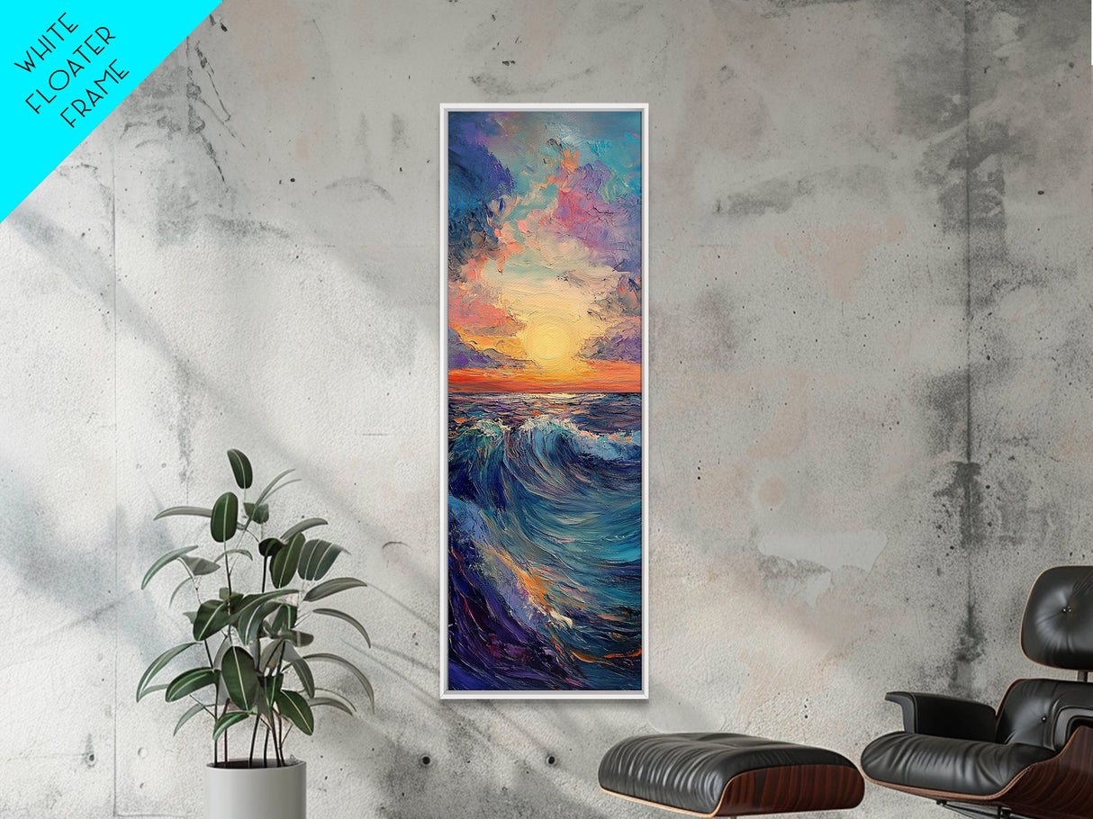 Ocean Wave, Coastal Wall Art, Seascape Painting, Surf Wall Art,Extra Wide Art, Bedroom Art, Framed Canvas Print