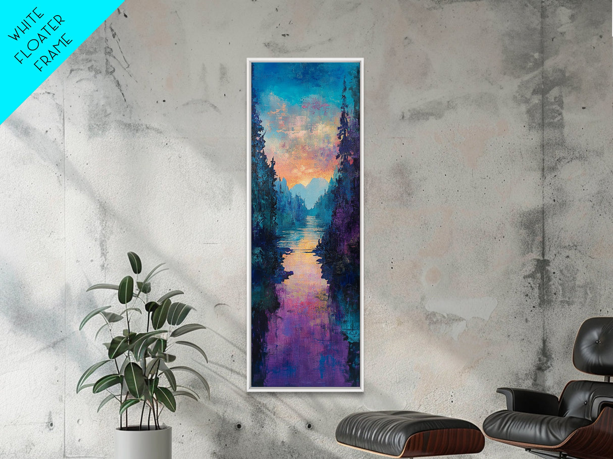 Twilight Mountain, smoky mountain art, pine tree art, framed canvas print, moody art, landscape painting, above bed wall art