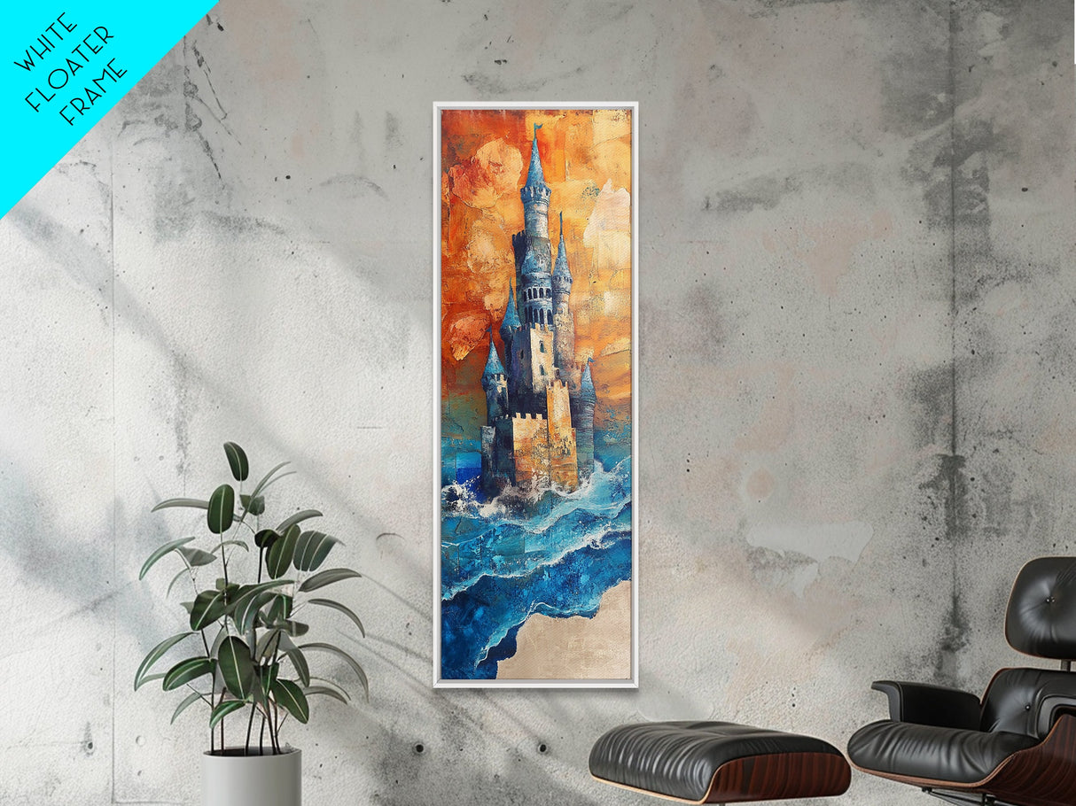 Fantasy Castle, dark romance painting, moody art, fairy tale art, framed canvas print, gothic decor, above bed wall art, boho art