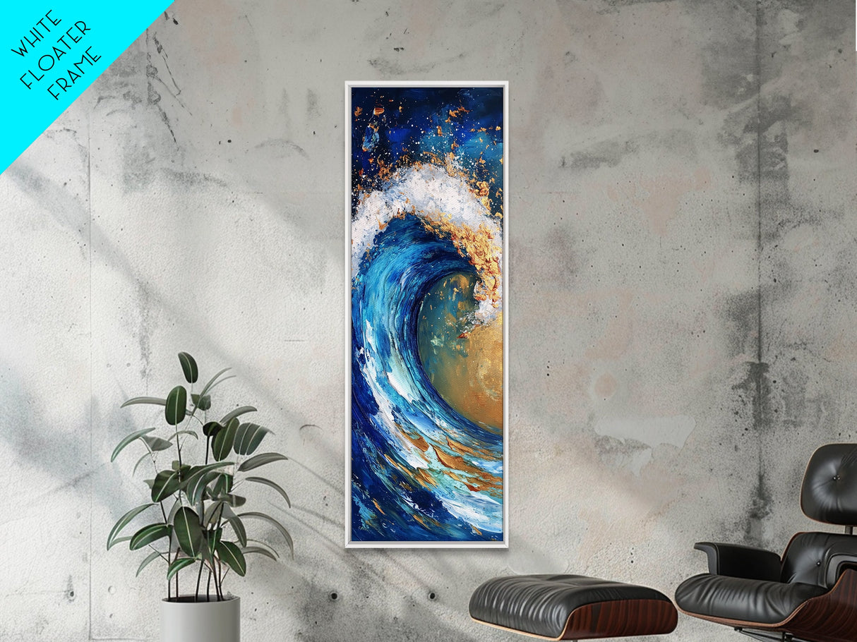 Ocean Wave, coastal decor, nautical painting, seascape painting, blue and green wall art, extra wide art, Canvas Print