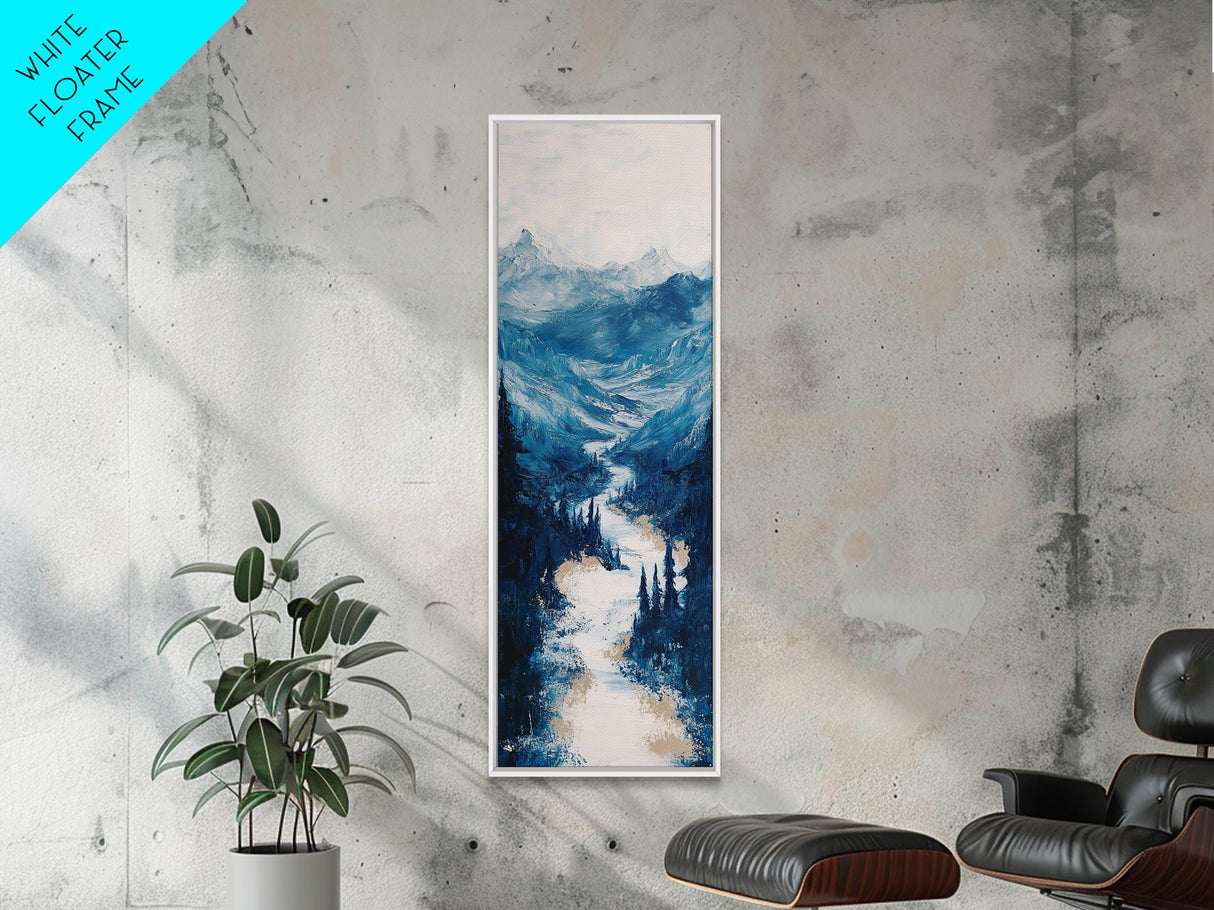 Blue Mountains, mountain painting, landscape painting, extra wide art, panoramic art, minimalist art, Canvas Print