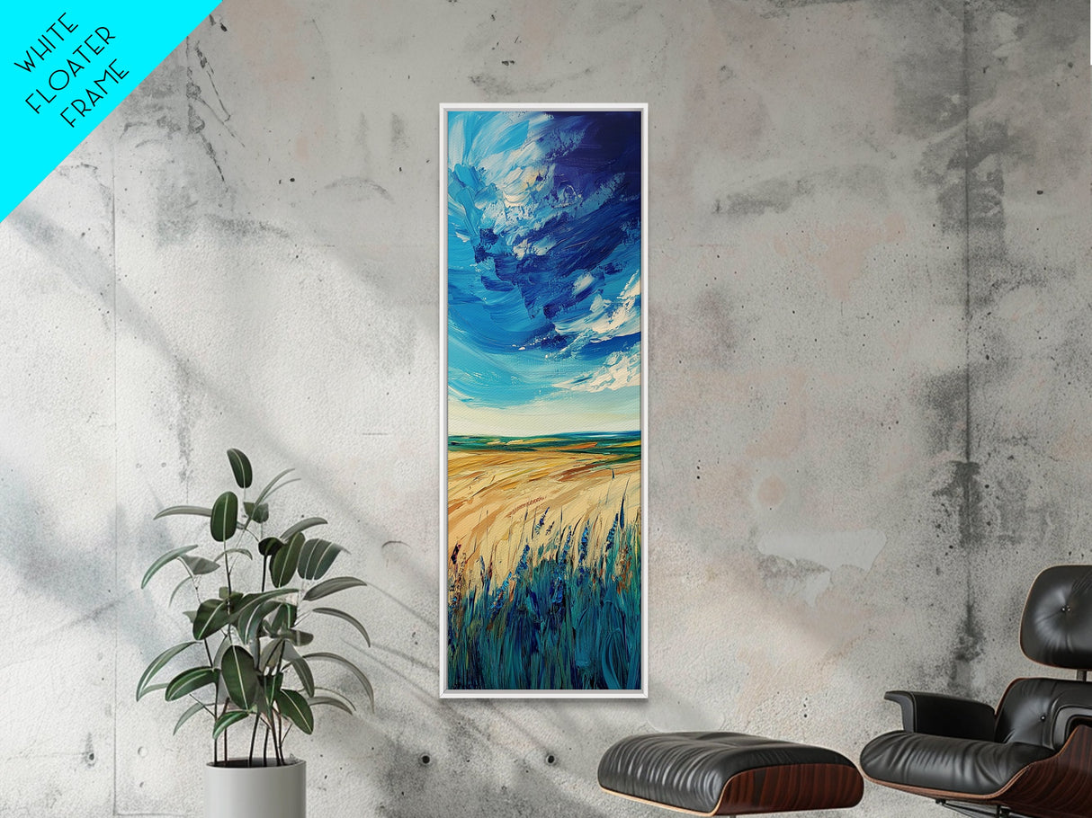Prairie Storm, landscape painting, framed canvas print, moody art, rustic wall art, southwest wall art, extra wide art, boho art