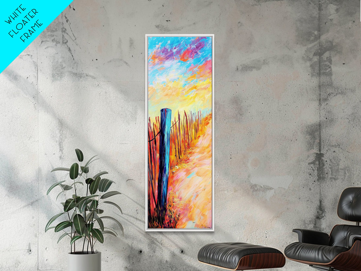 Fenced Path, rustic decor, framed canvas print, landscape painting, autumn painting, farmhouse art, guest room art