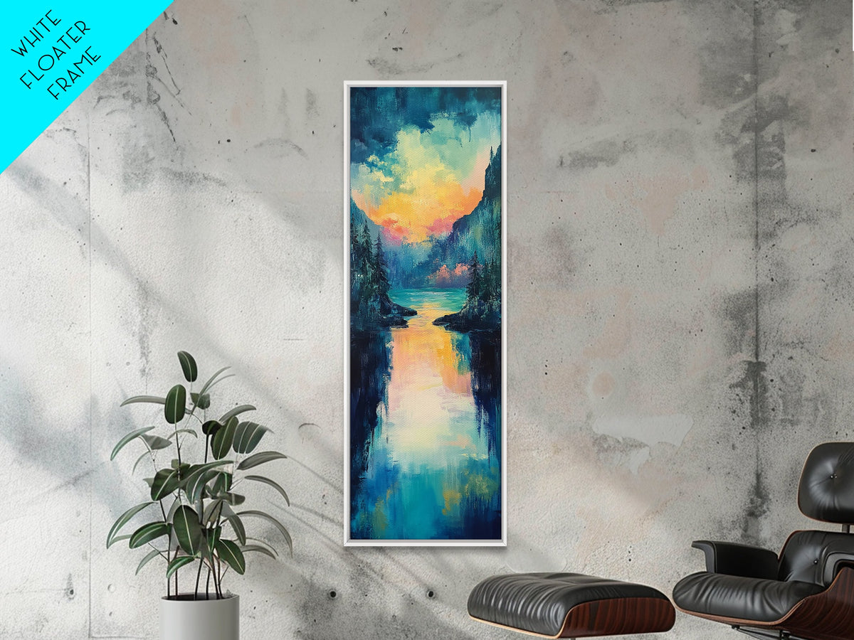 Moody Landscape Art, Sunset Painting, Smoky Mountain Art, Rustic Wall Art, Blue and Green Wall Art, Framed Canvas Print, Gift Idea