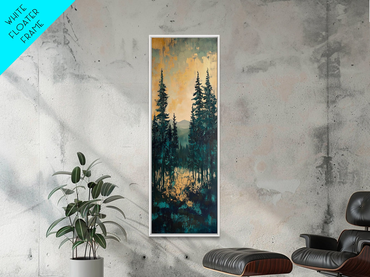 Forest Landscape, moody art, pine tree art, forest at dusk painting, mountain painting, rustic wall art, framed canvas print