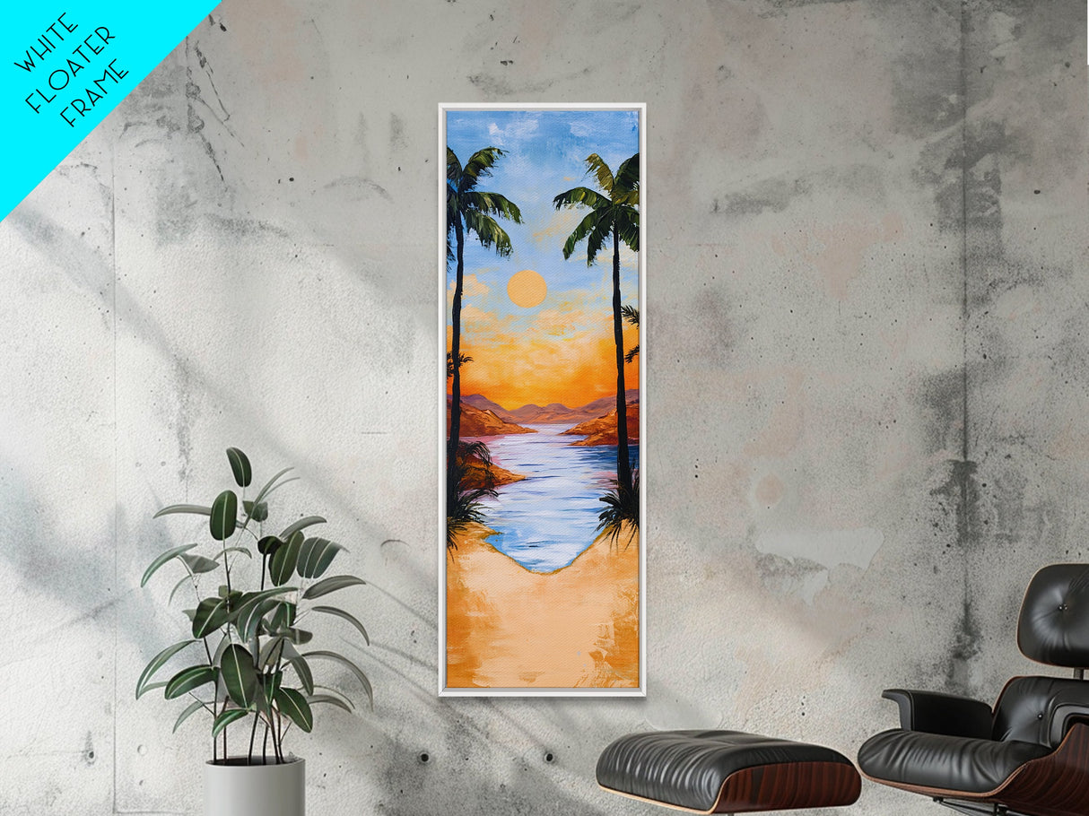 Tropical Sunset, palm tree painting, coastal decor, Hawaii art, nautical painting, framed canvas print, coastal landscape art