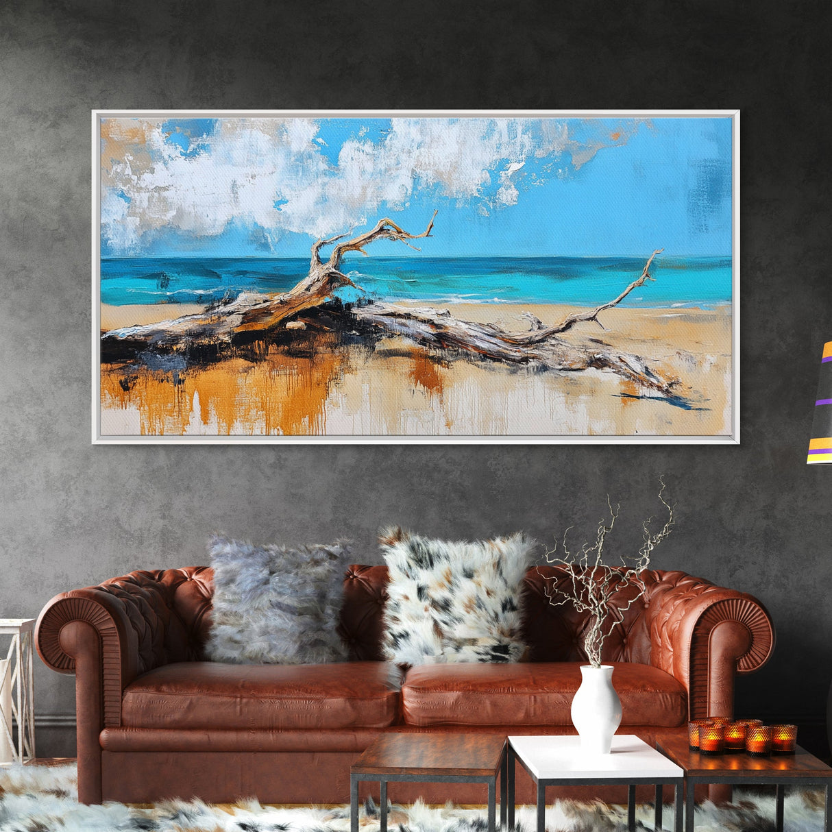 Seaside Driftwood, Nautical Wall Art, Rustic Decor, Coastal Wall Art, Beach House Art, Extra Wide Art, Canvas Print, Horizontal Wall Art