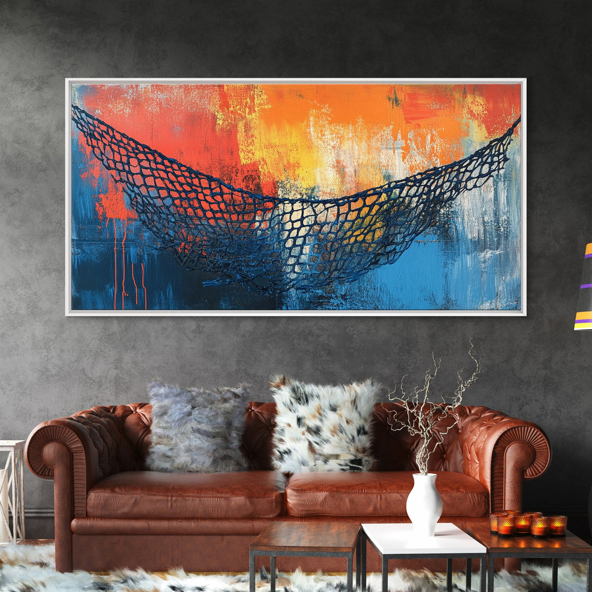 Fisherman’s Net, nautical decor, textured art, abstract painting, ocean painting, southwest wall art, Canvas Print, coastal painting