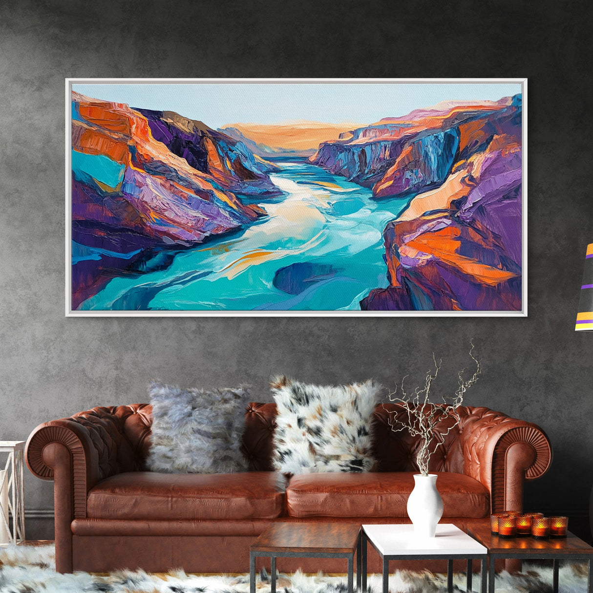 Grand Canyon, Southwest Wall Art, Extra Wide Art, Panoramic Painting, Landscape Painting, Above Bed Wall Art, Canvas Print