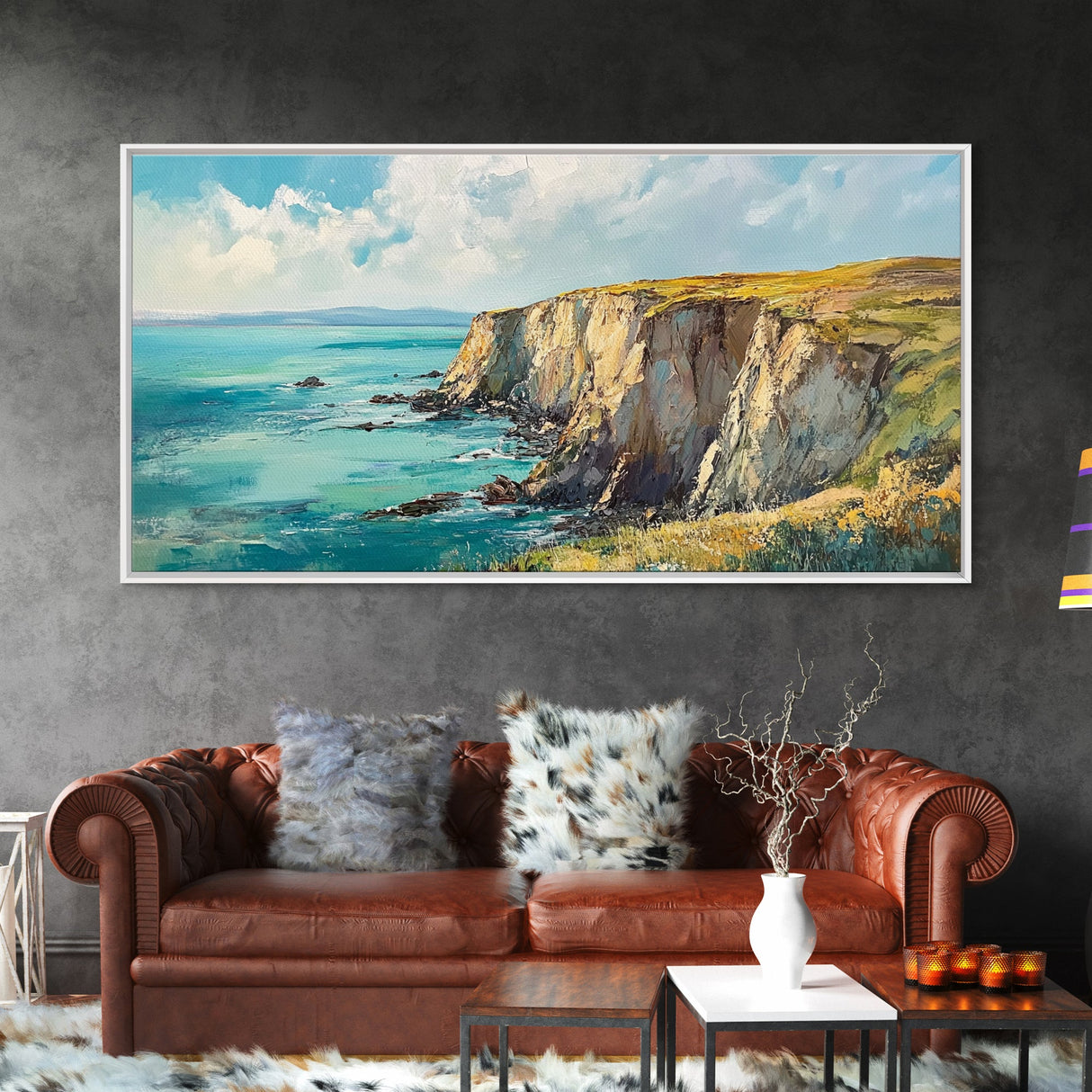 Ireland Painting, Coastal Cliffs, Ocean Landscape, Canvas Print, Nautical Wall Art, Coastal Landscape Art, Above Couch Art