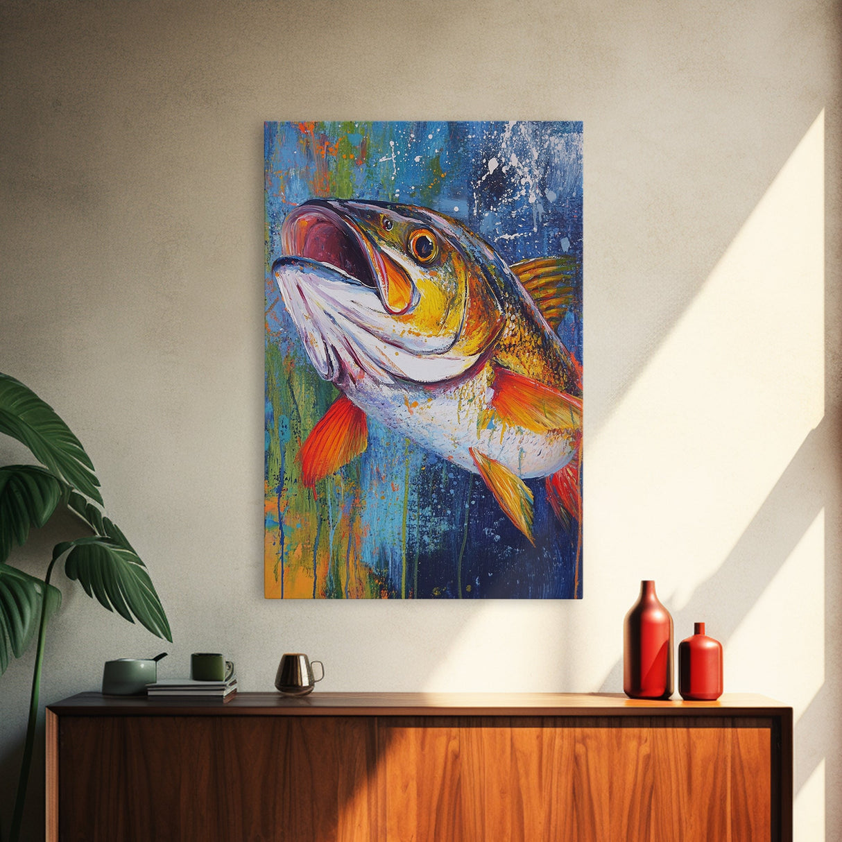 Trout Painting, Fly Fishing Art, Rustic Decor, Lake Tahoe Art, Nautical Wall Art, Coastal Decor, Framed Canvas Print, Gift Idea