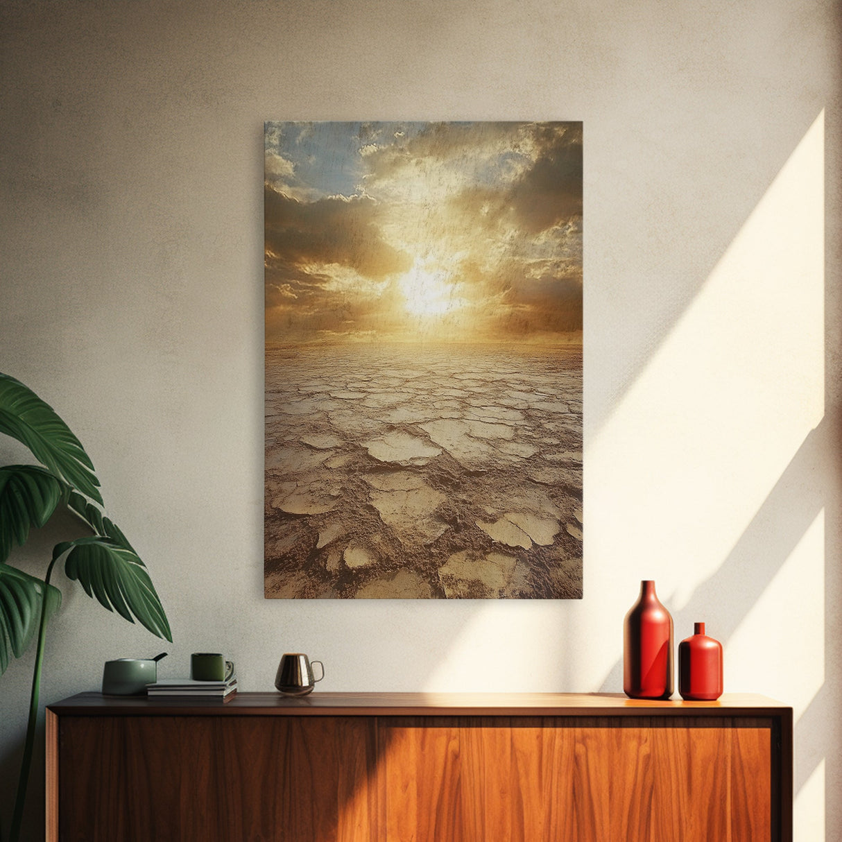 Golden Desert Sunrise Canvas Print, Southwest Wall Art, Nature Photography, Minimalist Landscape Art, Earthy Home Decor, Living Room Art