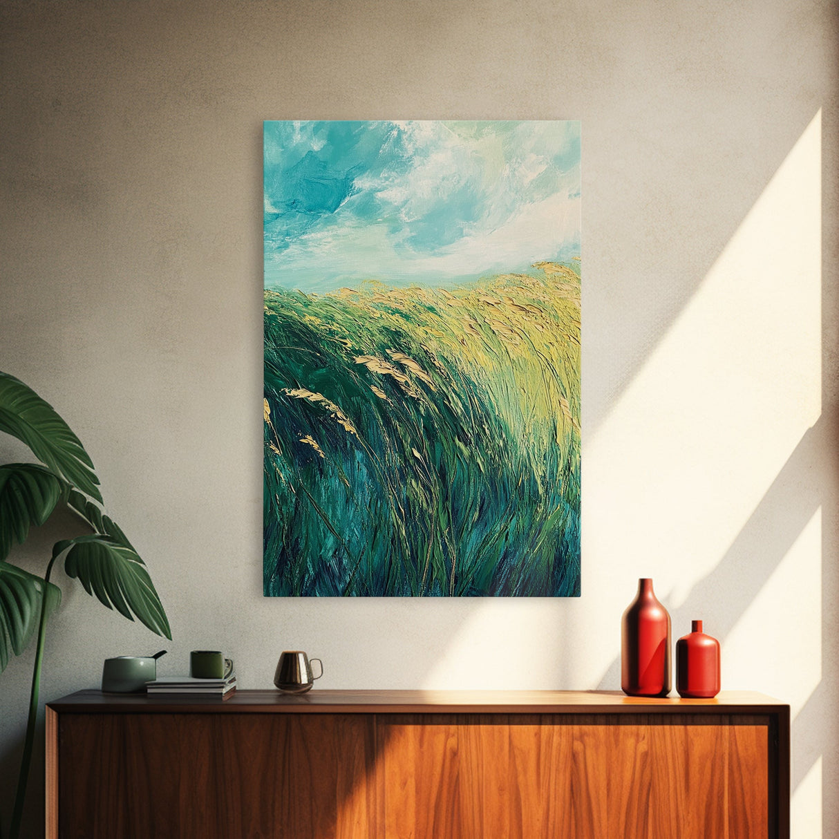 Wheat Field Landscape Canvas Print Rustic Farmhouse Wall Art, Golden Harvest Painting, Nature Art, Countryside Decor, Autumn Home Decor