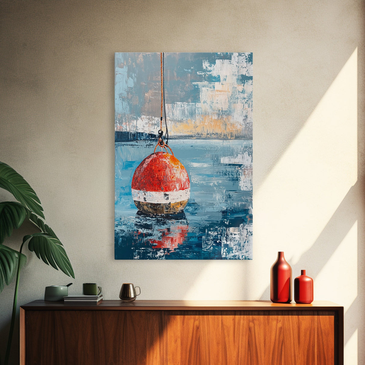 Fishing Buoy, Nautical Wall Art, Rustic Decor, Coastal Art, Ocean Art, Living Room Art, Canvas Print, Gift Idea