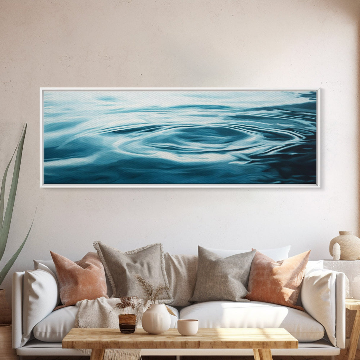Tranquil Water Ripples Canvas Print, Minimalist Ocean Wall Art, Zen Spa Decor, Modern Abstract Water Art, Living Room Decor