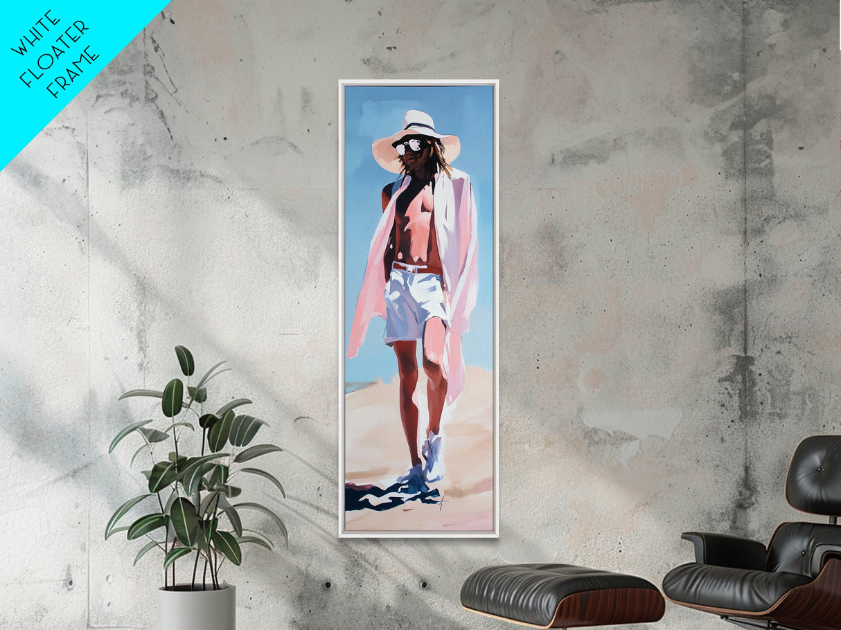 Summer Fashion, Beach Aesthetic, Coastal Decor, Framed Canvas Print, Minimalist Art, Modern Wall Art, Boho Style, Living Room Art