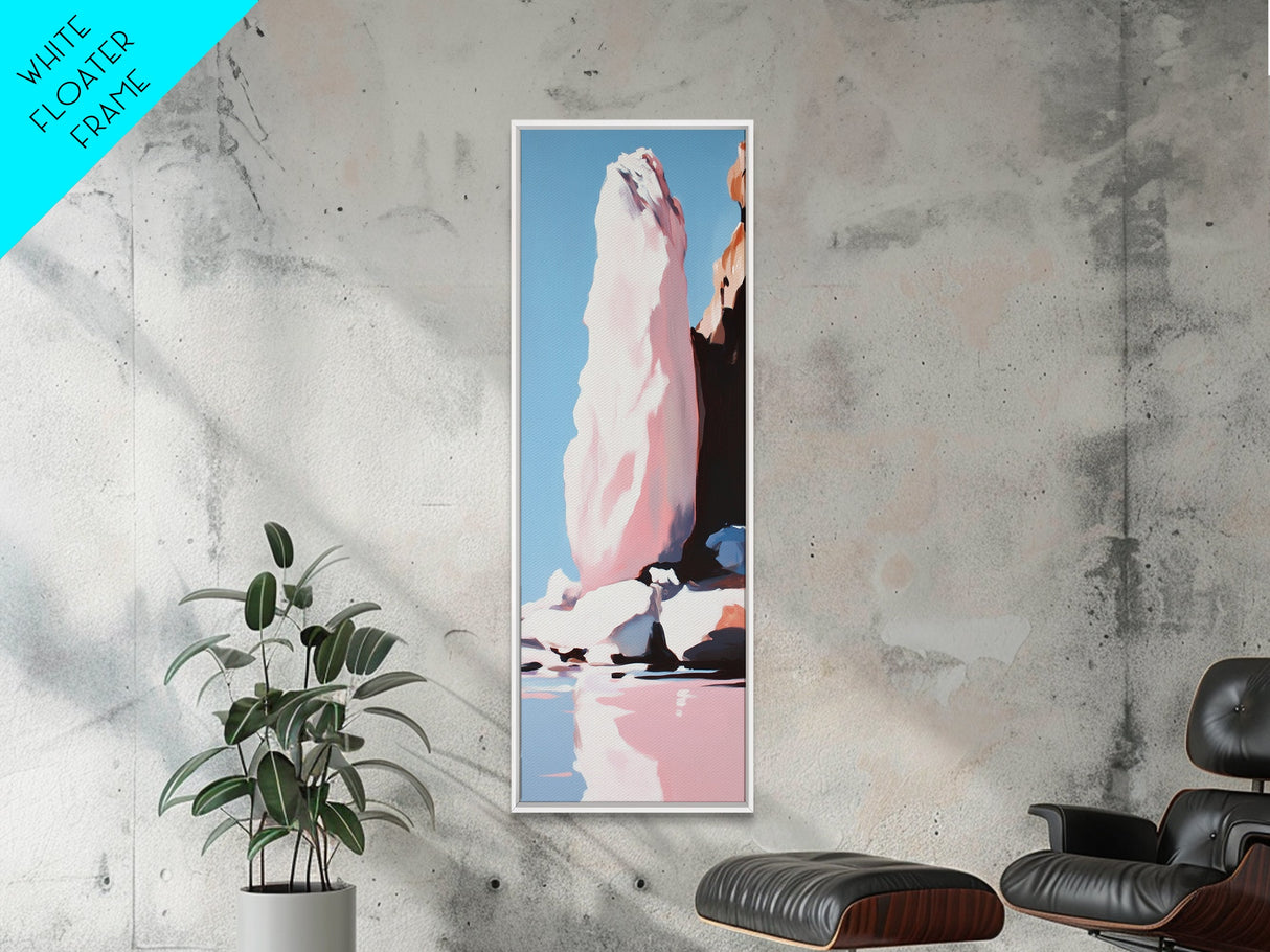 Iceberg, Arctic, Frozen Landscape, Blue, White, Modern Home Art, Minimalist, Winter, Living Room, Office, Framed Canvas Print