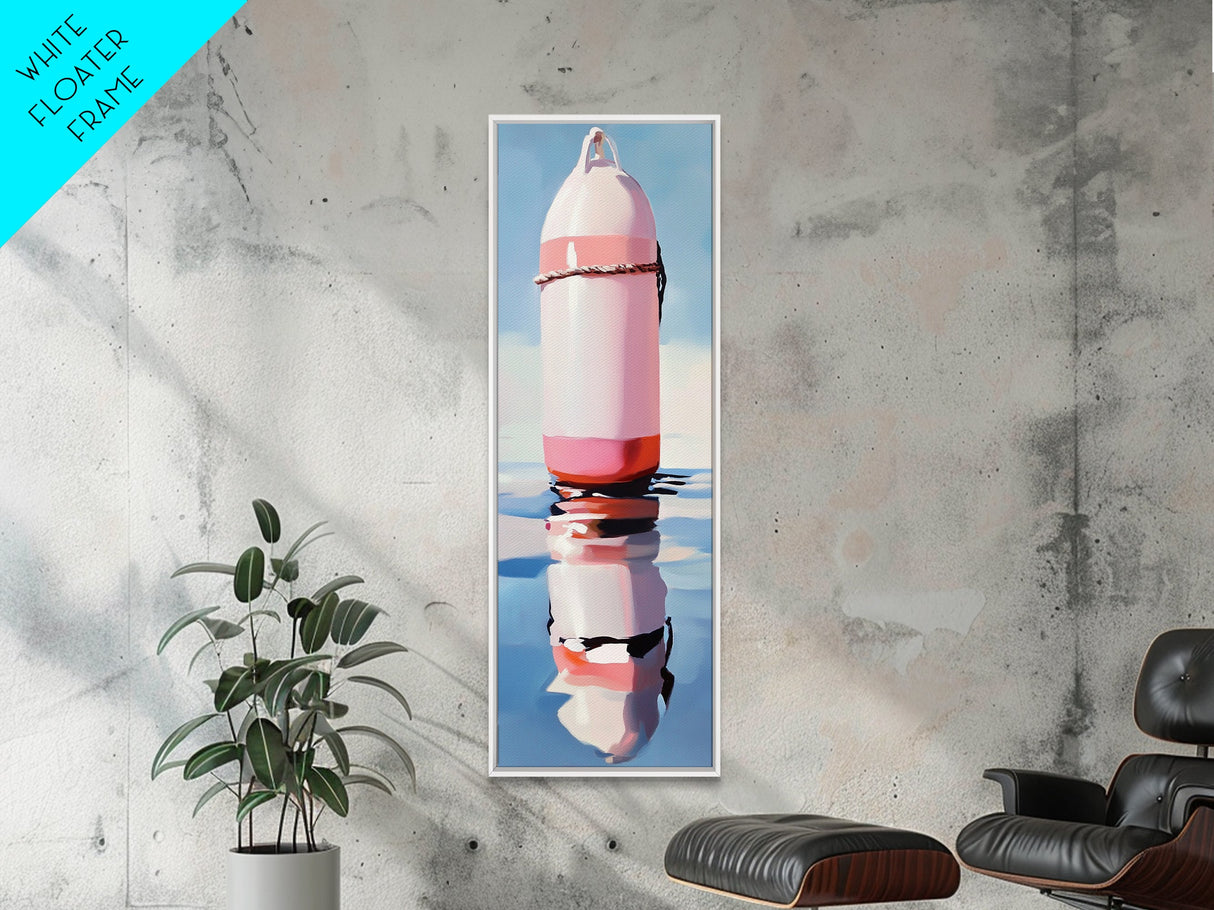 Nautical Buoy, Coastal Wall Art, Minimalist Nautical Art, Beach House Decor, Ocean Art, Living Room Painting, Framed Canvas Print