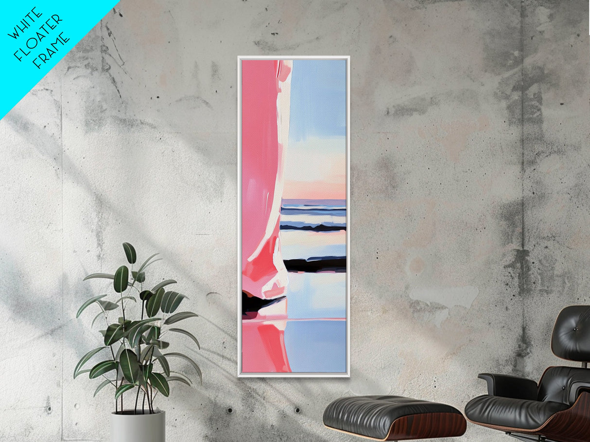 Pink Horizon, Coastal Sunrise, Minimalist Beach Painting, Abstract Seascape Art, Contemporary Pastel Wall Decor, Canvas Print, Office Wall Art
